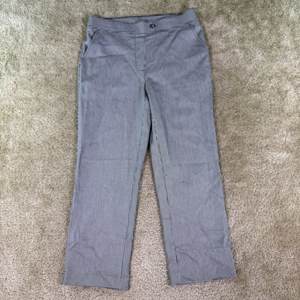 Rafaella Womens Pull-On Stretch Cropped Pants Size 6 Houndstooth 30x23 NWOT E948